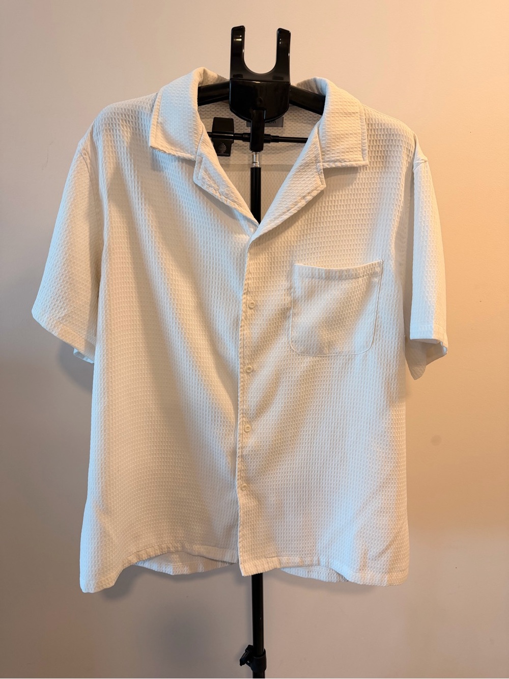 Men's Short Sleeve Waffle Knit Camp Shirt - White